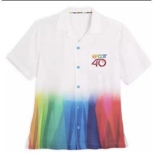 Disney Parks NWT EPCOT 40th Anniversary Button Up Woven Camp Shirt Adult